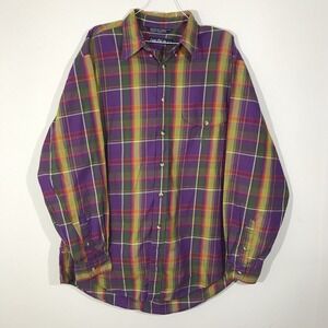 Nautica Men's Long Sleeve Button‎ Front Multicolor Plaid Shirt  Size L